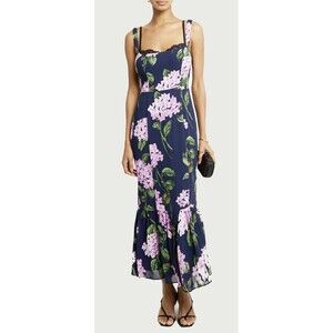 NWT OPT Sheath Dress sz. 4 Midi Floral Party Guest Women's Dress Navy Blue Pink